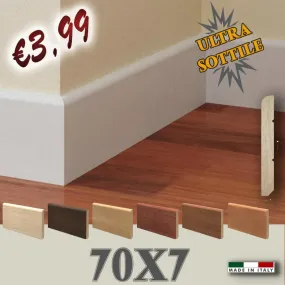 100ML Battiscopa Zoccolino Legno MASSELLO Becco di Civetta Sottile 70X7