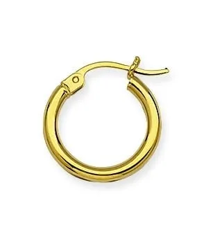 10K Yellow Gold 2x15mm Hoop Earrings