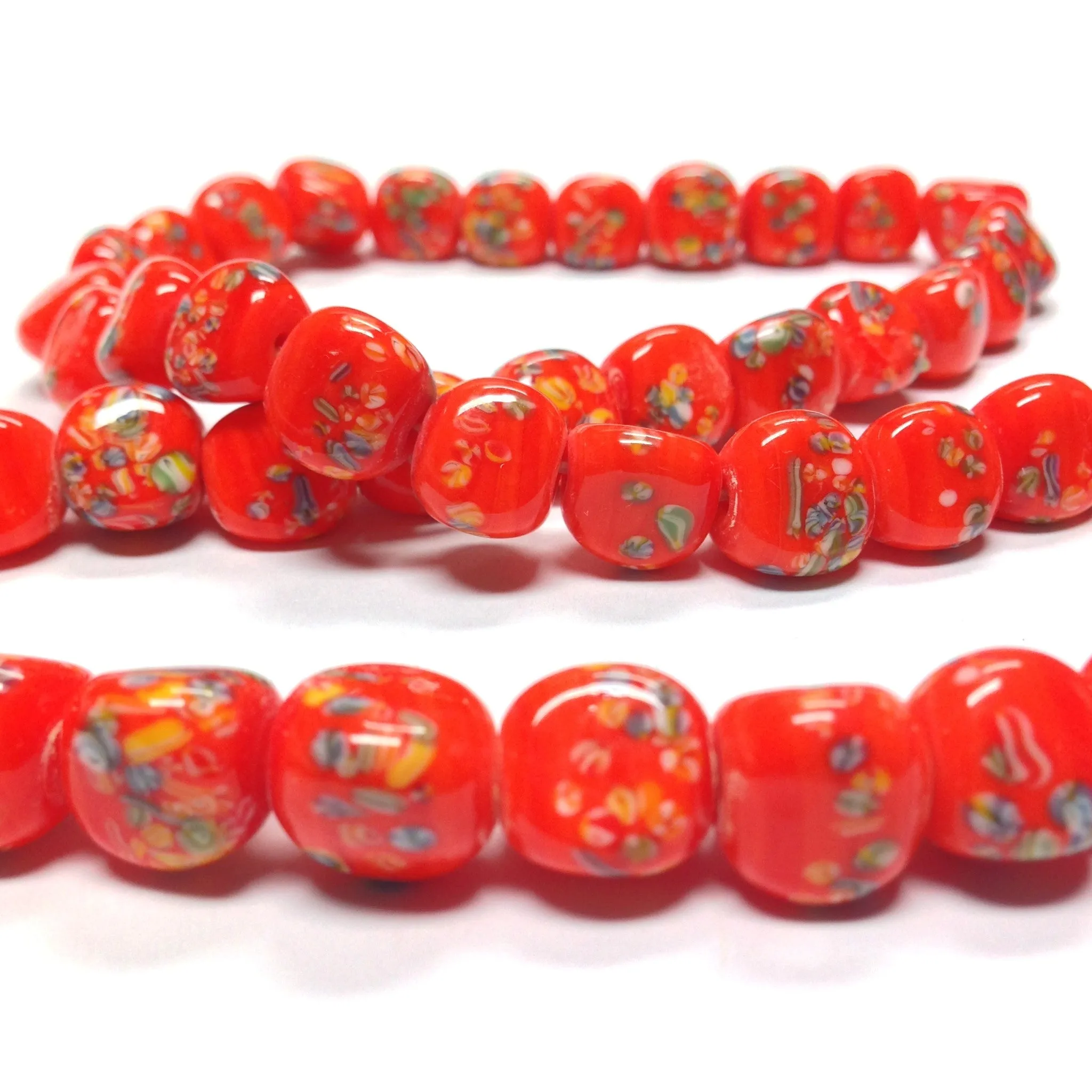 11MM Orange Tombo Triangular Glass Bead (36 pieces)