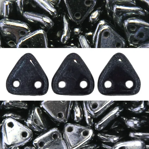 2 holes CzechMates triangle hematite 6mm (10g)