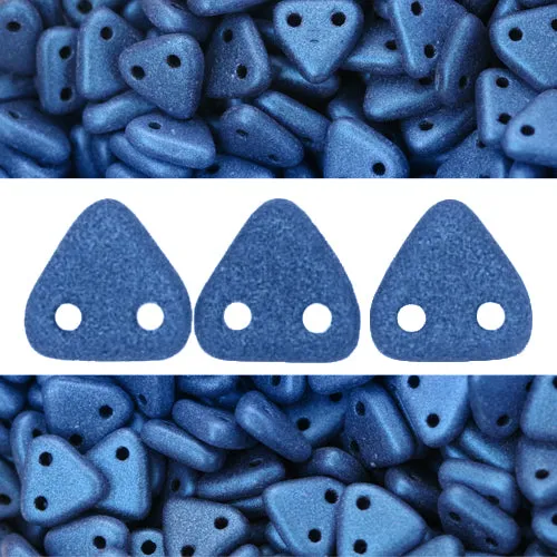 2 holes CzechMates triangle Metallic Suede Blue 6mm (10g)