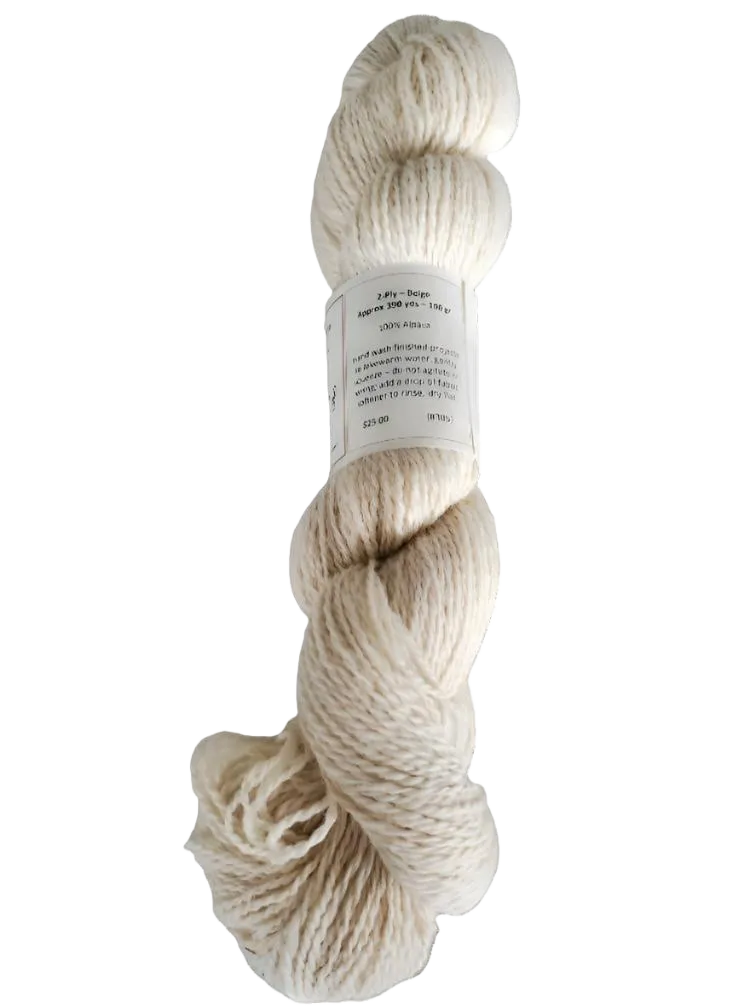 2 Ply Beige Alpaca Yarn 100% SKU 305