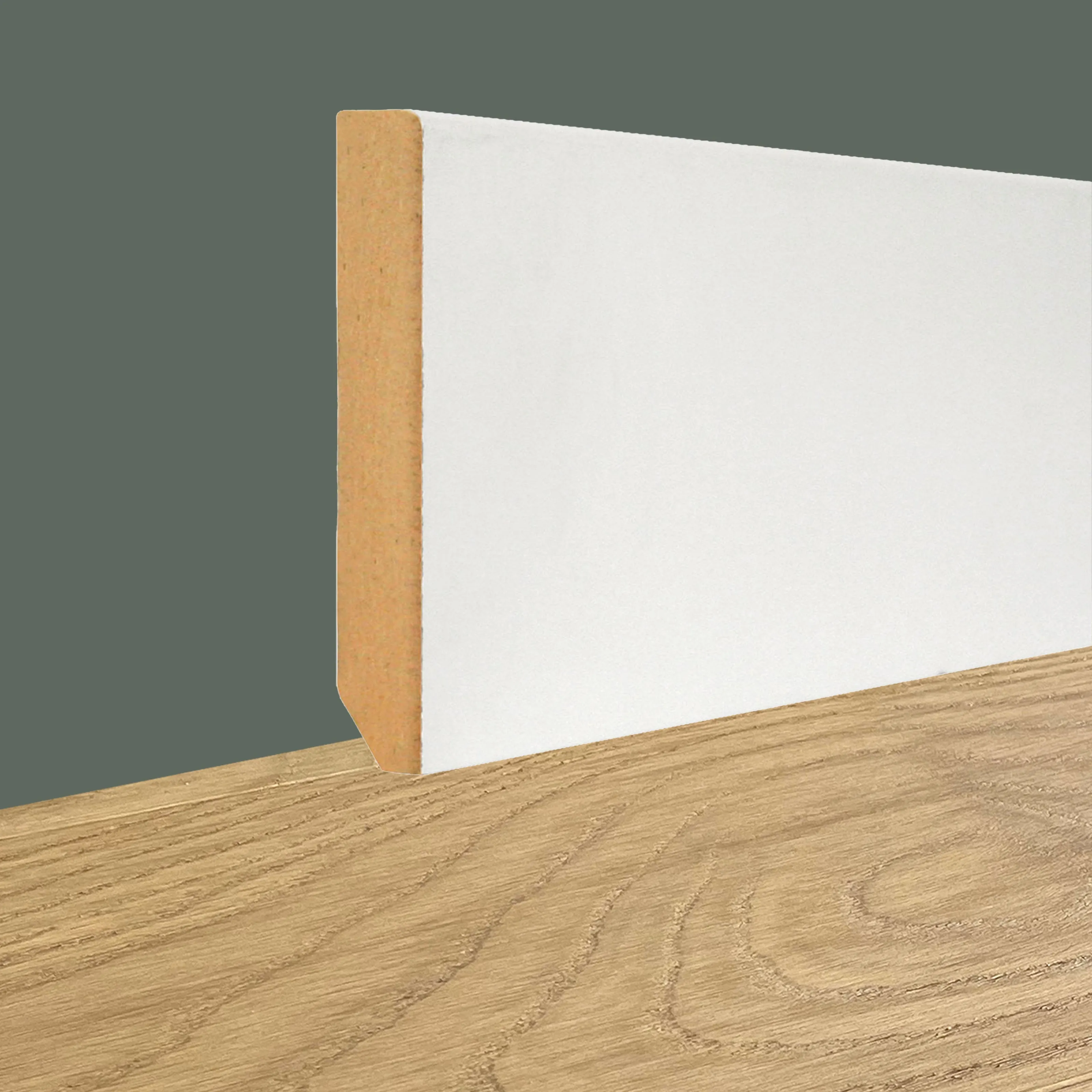 96ML di  Battiscopa in MDF Elite Squadrato 80-180x13-16mm LACCATO Bianco, RAL9010 o grezzo