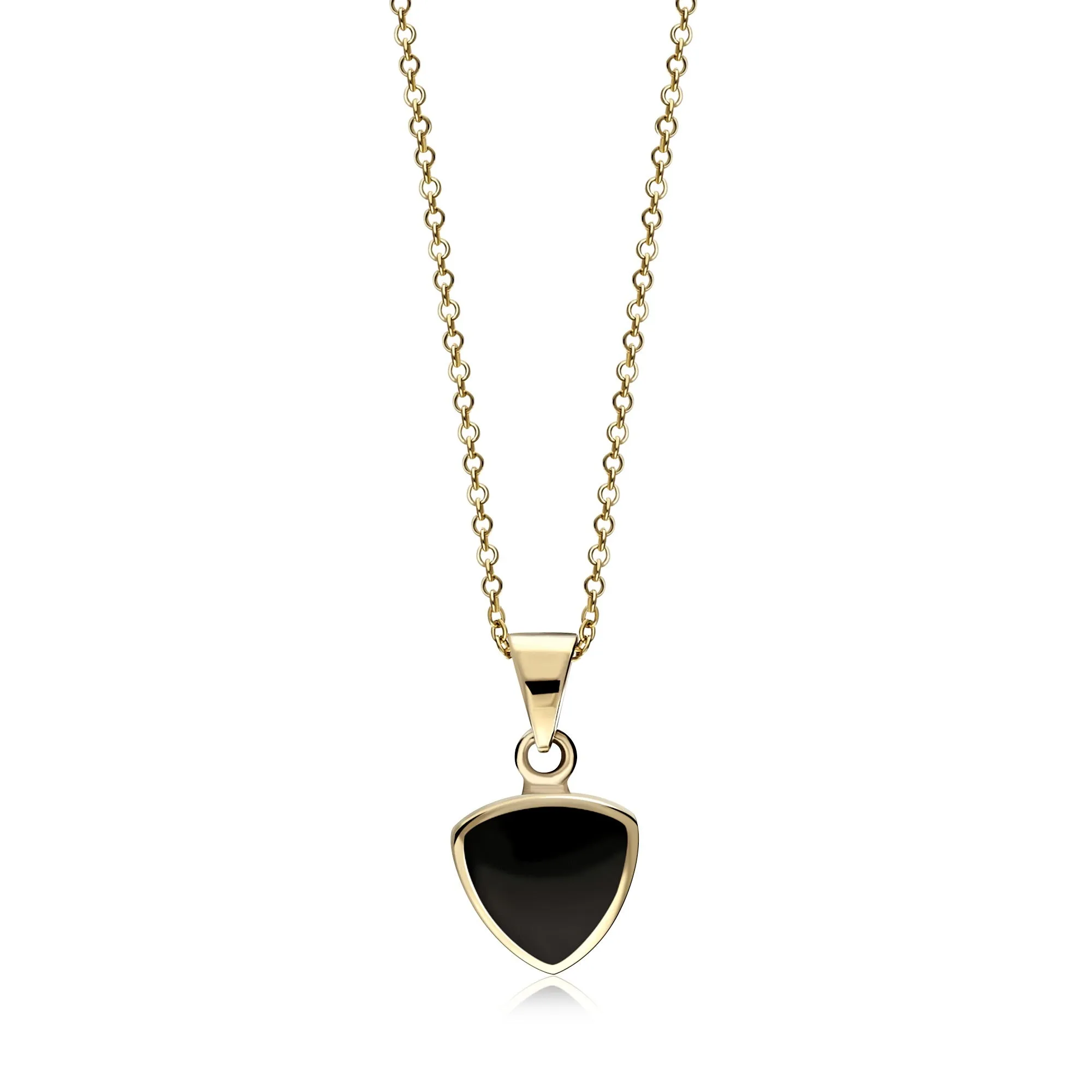 9ct Yellow Gold Whitby Jet Triangular Shield Pendant