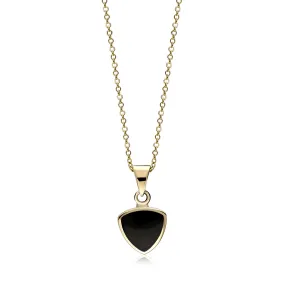 9ct Yellow Gold Whitby Jet Triangular Shield Pendant