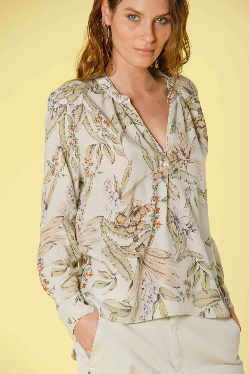 Adele camicia donna a manica lunga in tencel con pattern floreale