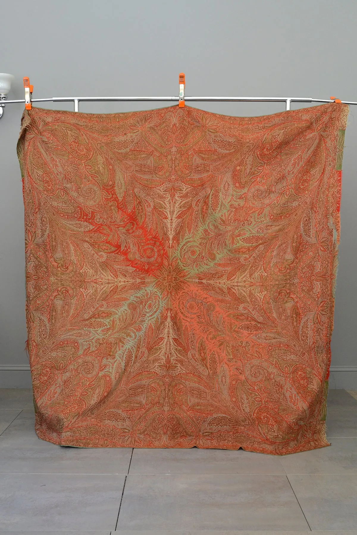 Antique Victorian Woven Paisley Shawl