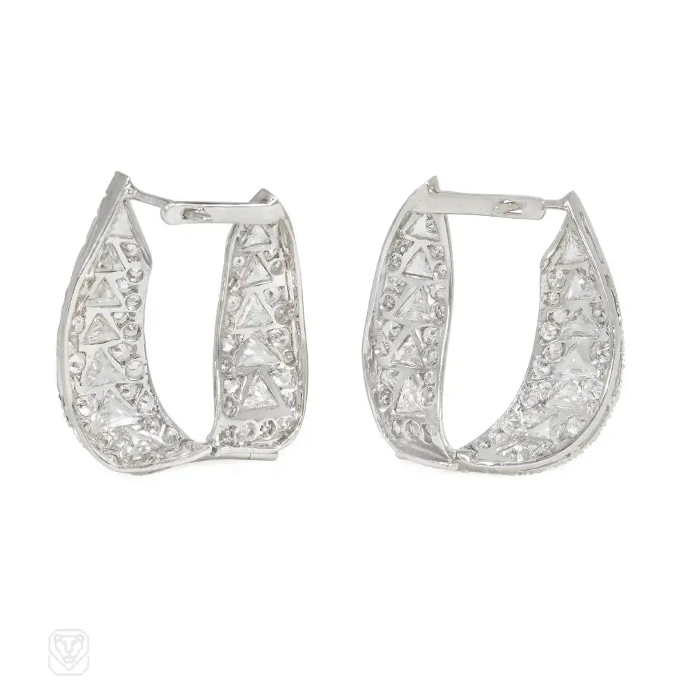 Art Deco draped diamond hoop earrings