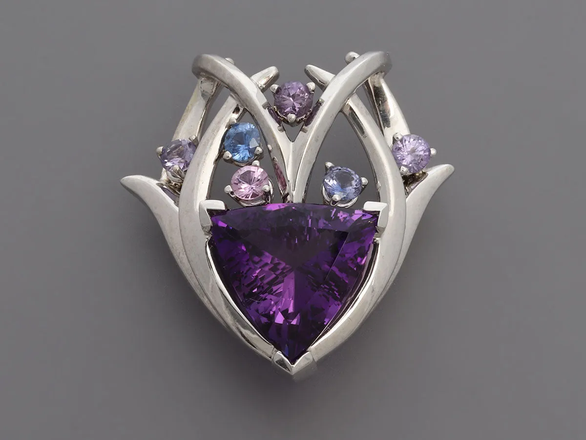 Aurum 14K White Gold Amethyst and Multi-Stone Pendant