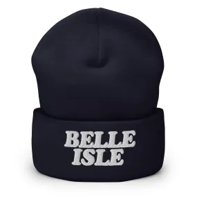 Belle Isle Embroidered Cuffed Beanie - Navy / White