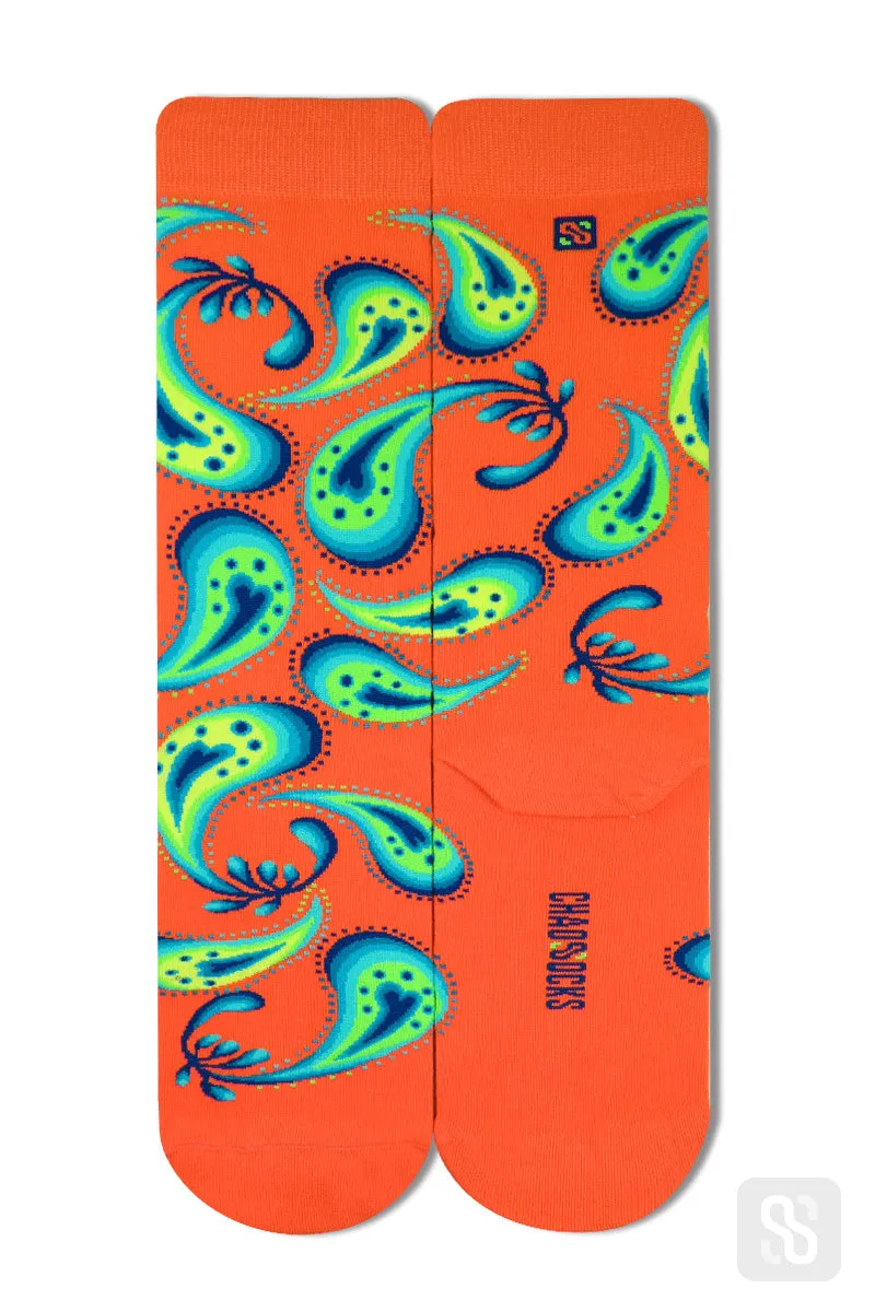 Chaossocks - Paisley - Kiwi Orange