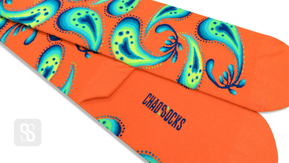 Chaossocks - Paisley - Kiwi Orange