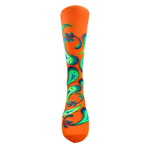 Chaossocks - Paisley - Kiwi Orange