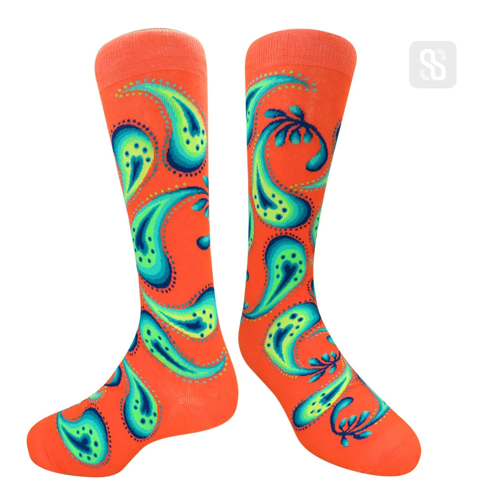 Chaossocks - Paisley - Kiwi Orange