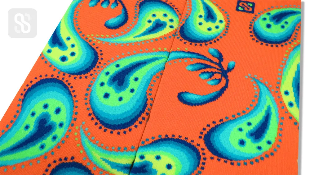 Chaossocks - Paisley - Kiwi Orange