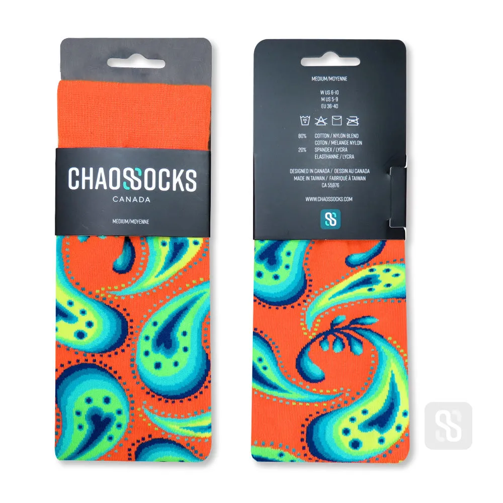 Chaossocks - Paisley - Kiwi Orange