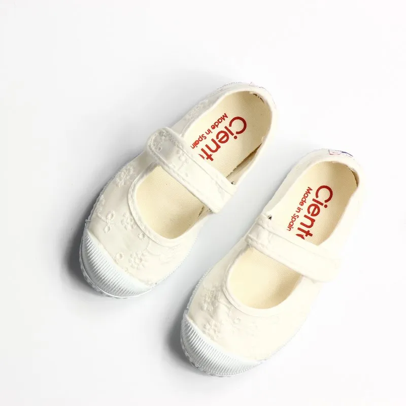 Cienta Mary Jane Bordado Toecap Blanco 白色提花魔術貼Toecap帆布鞋 (EU23-30)