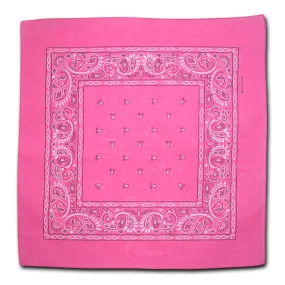 Cotton Bandanas - Pack of 12 - Pink Paisley - Bandanna