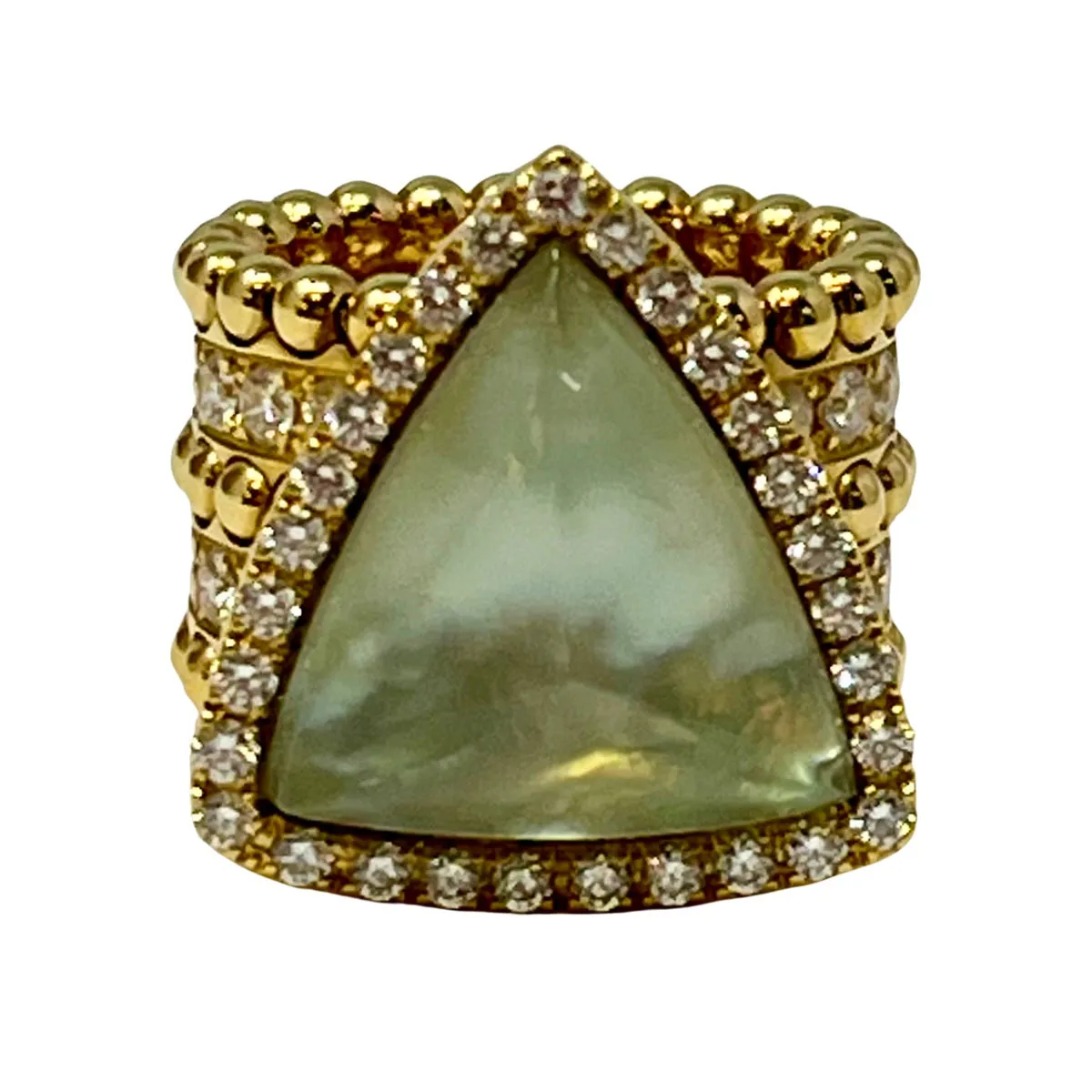 Damaso 18K Gold Ring with Triangular Shaped Green Amethyst