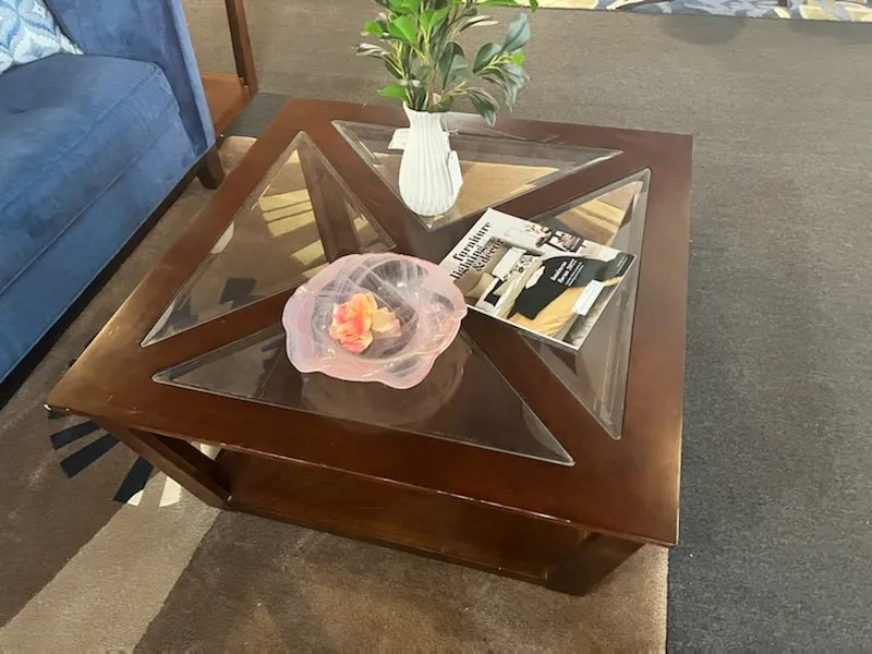 Dark Wood Coffee Table on Casters