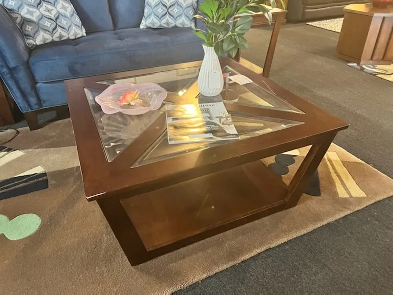 Dark Wood Coffee Table on Casters