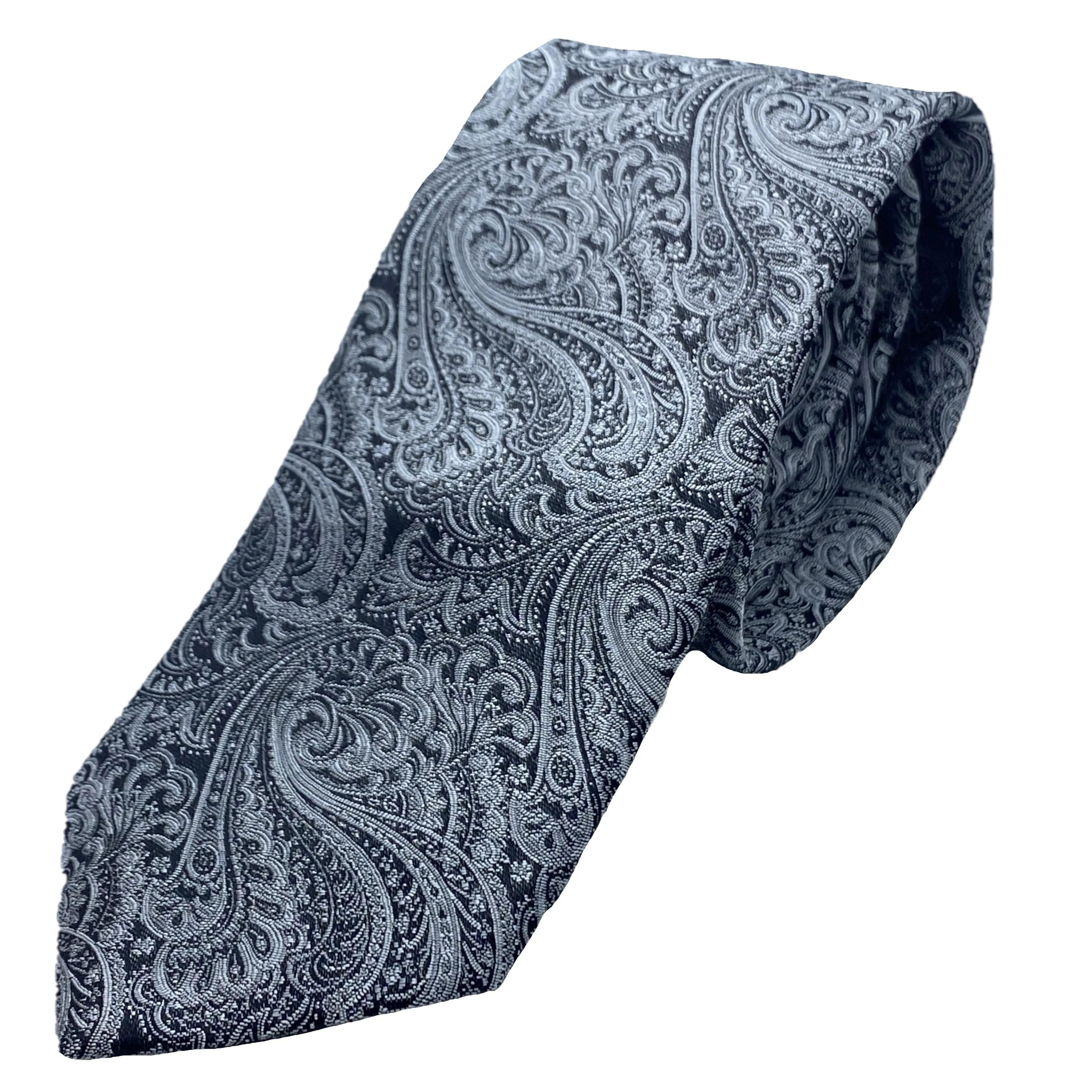 Dormeuil Gunmetal Paisley Silk Tie