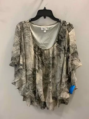 DRESS BARN PLUS SIZES Size 2X TAN/BLK SHEER Paisley PONCHO TOP