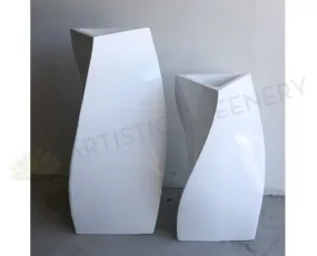 Fiberglass Triangular Twist Planter - White (Code: FG1812 & FG1813)