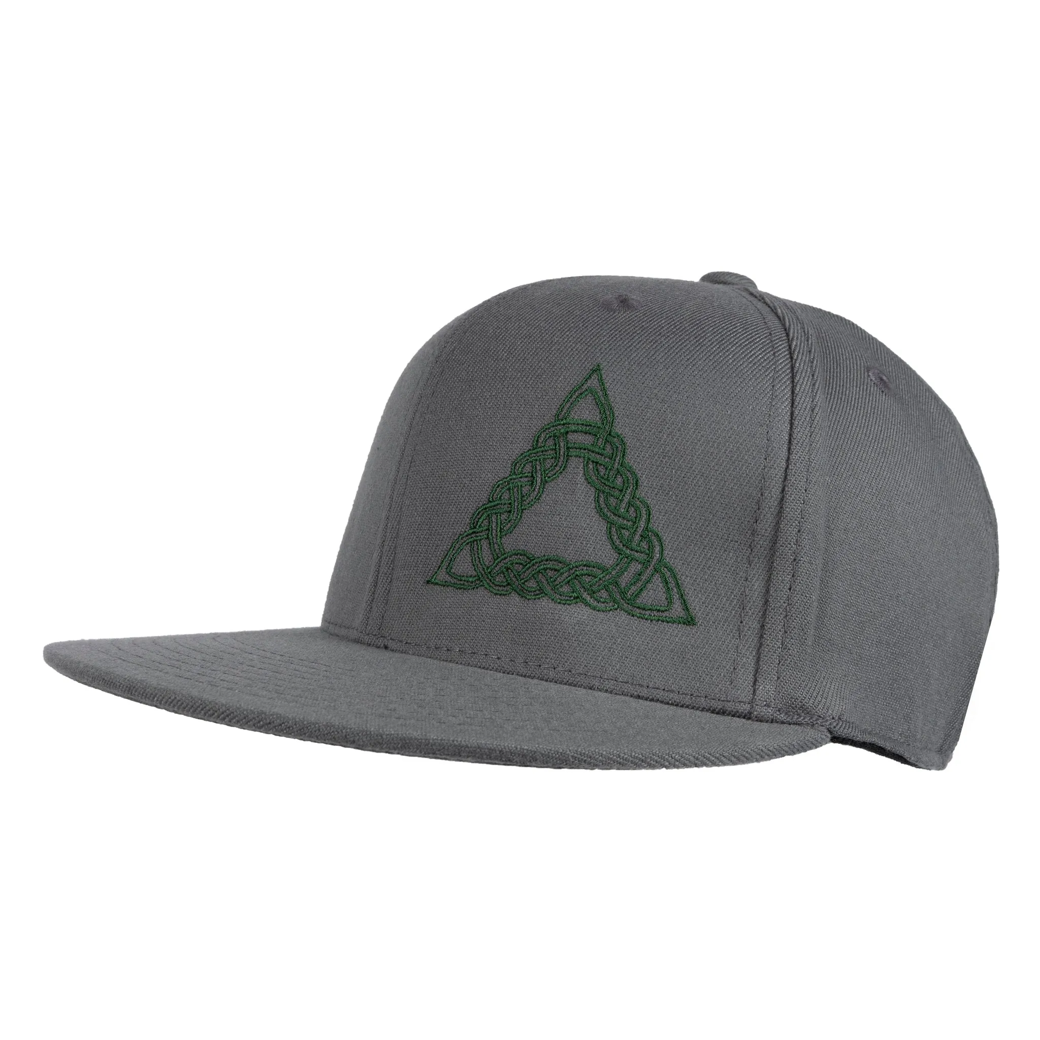 Dark Grey-Green Flat Bill Celtic Triangle Flex Hat - Stylish and Comfortable Headwear