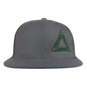 Dark Grey-Green Flat Bill Celtic Triangle Flex Hat - Stylish and Comfortable Headwear