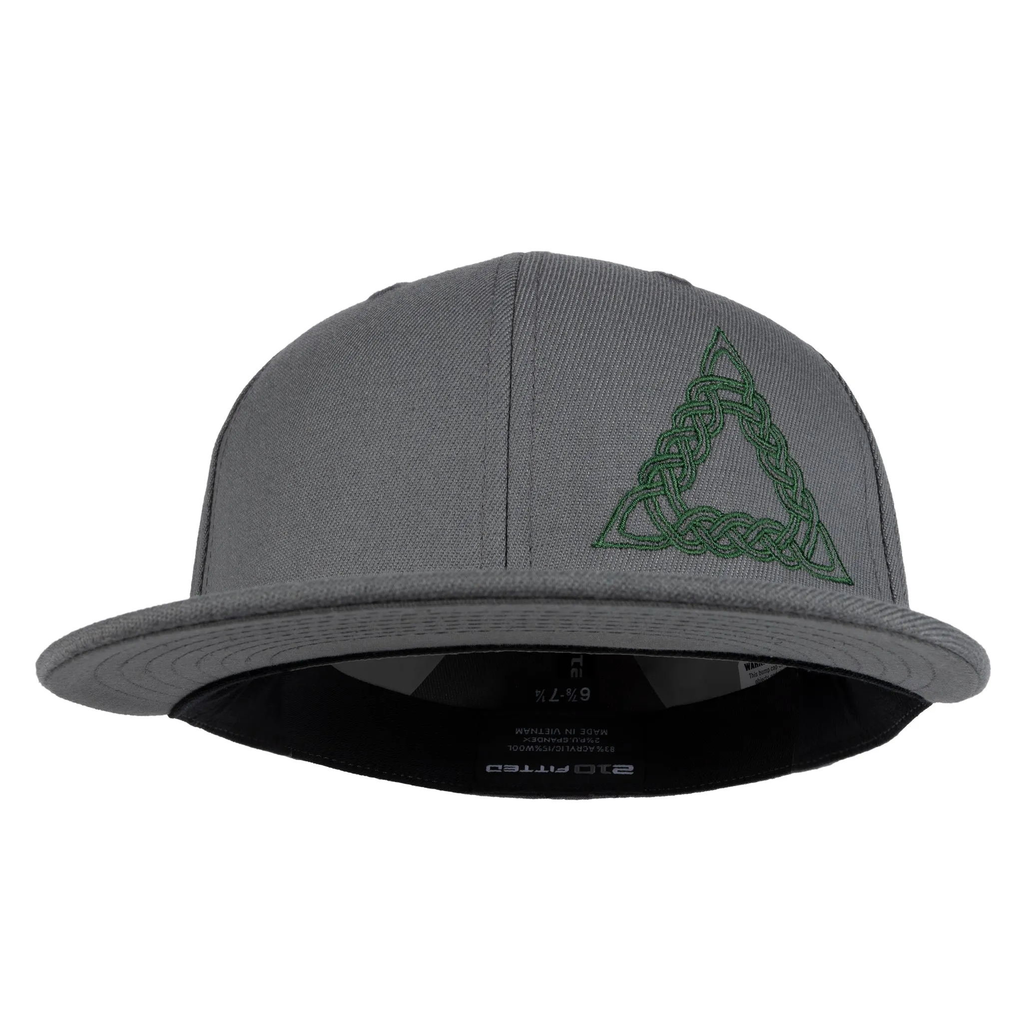 Dark Grey-Green Flat Bill Celtic Triangle Flex Hat - Stylish and Comfortable Headwear