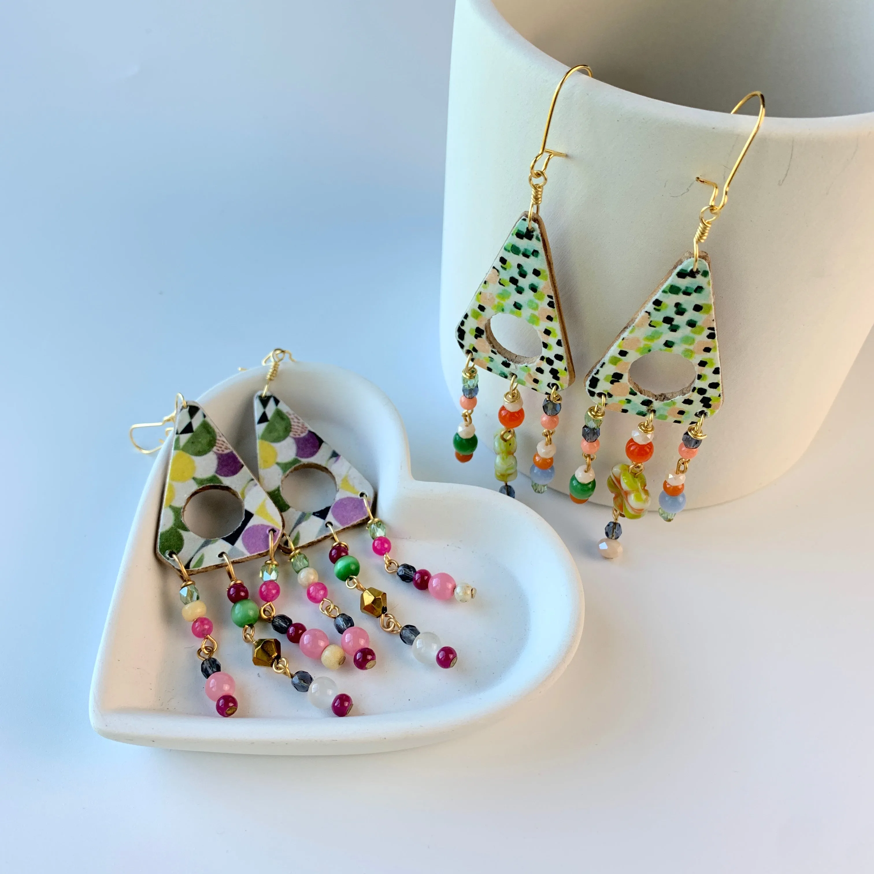 Folk Art Gallery Beaded Chandelier Earrings