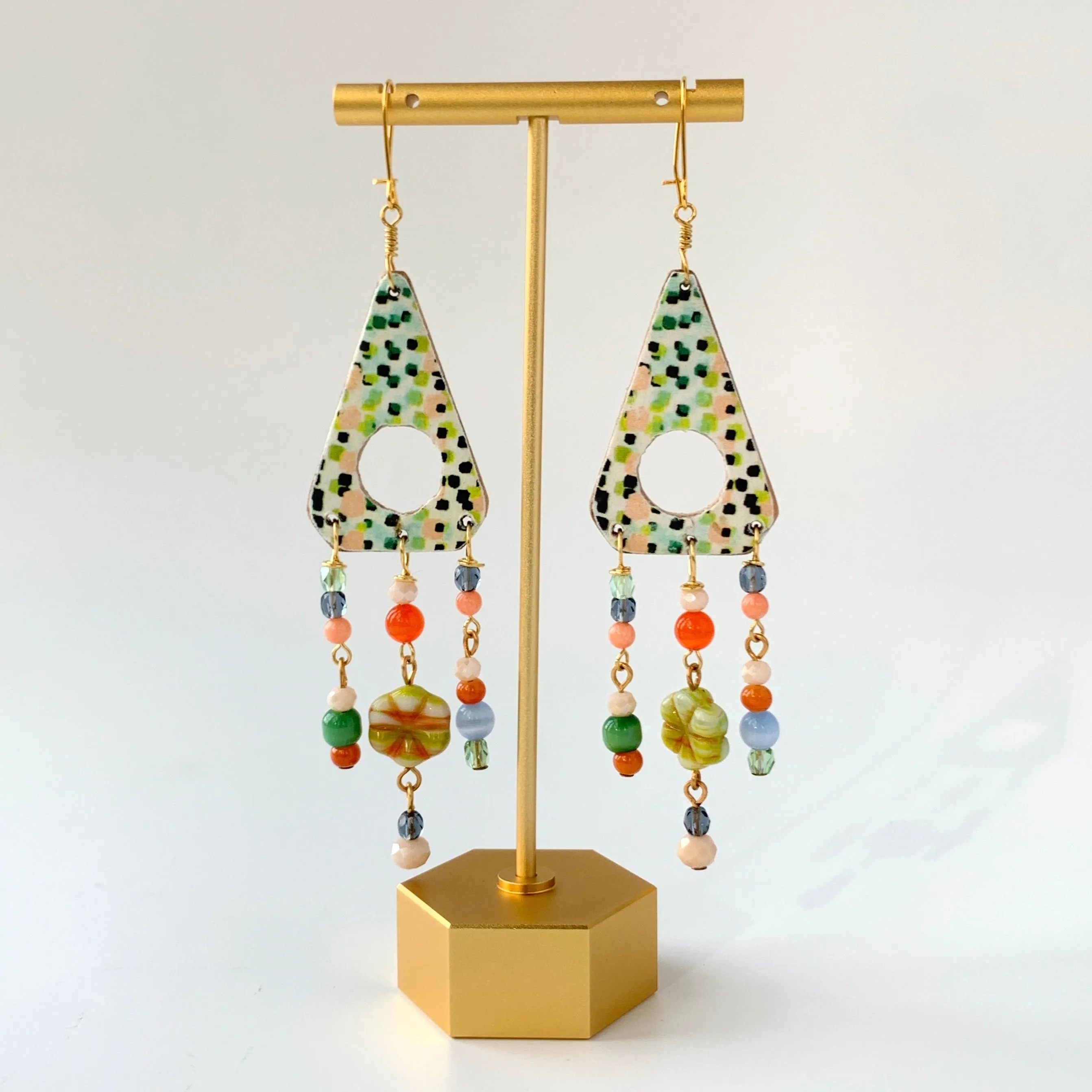 Folk Art Gallery Beaded Chandelier Earrings