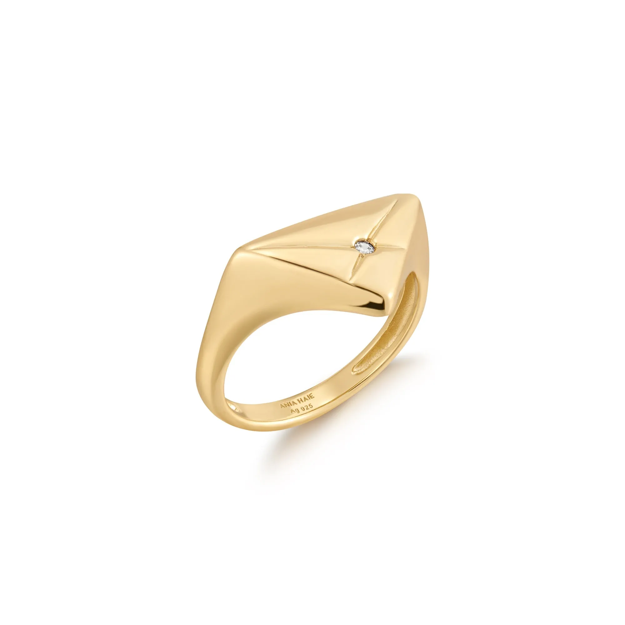 Gold Kiss Triangle Ring