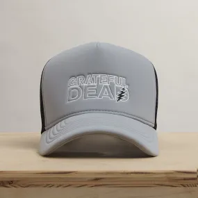 Grateful Dead Lightning Bolt Embroidery Trucker - Pale Grey