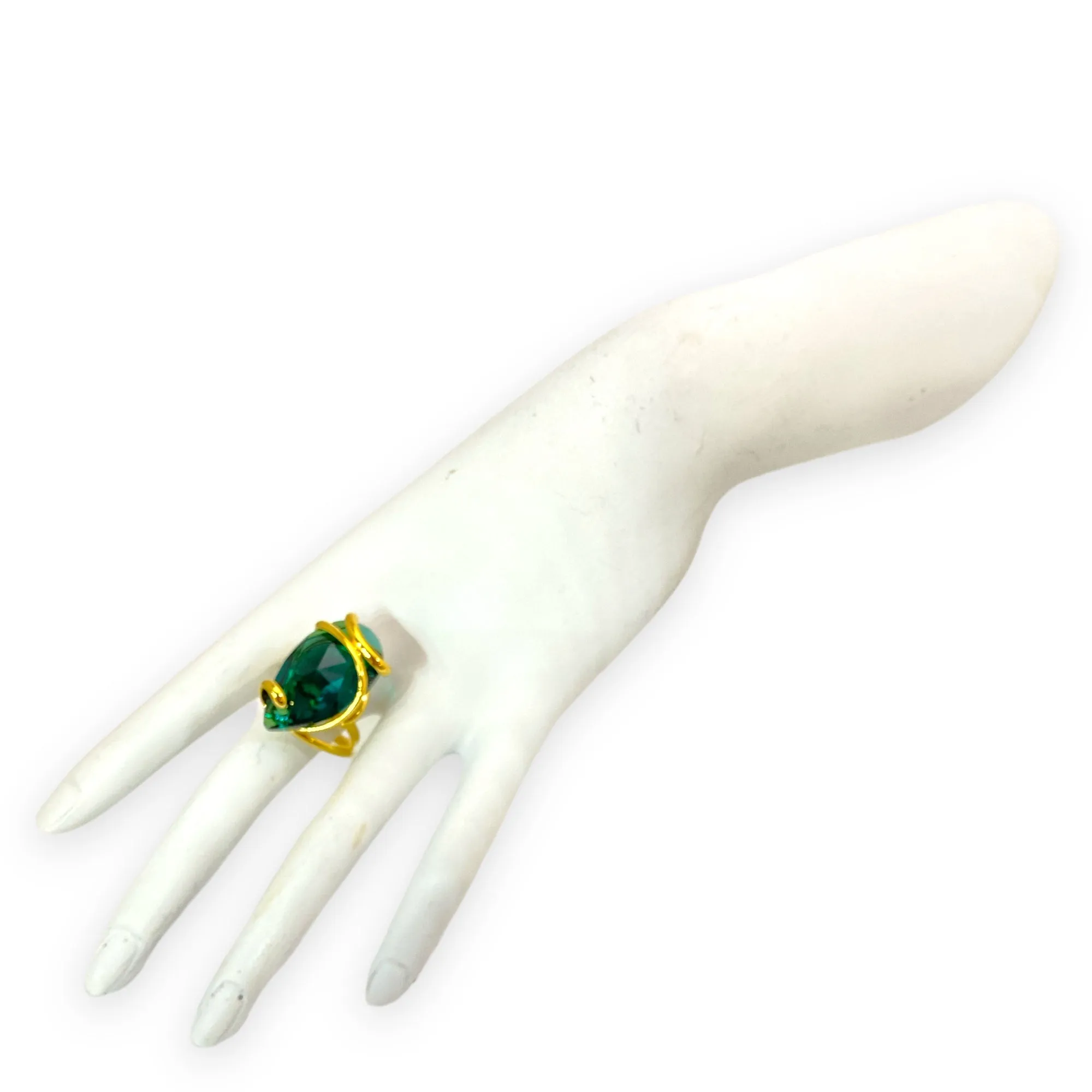 GREEN EMERALD DROP  RING