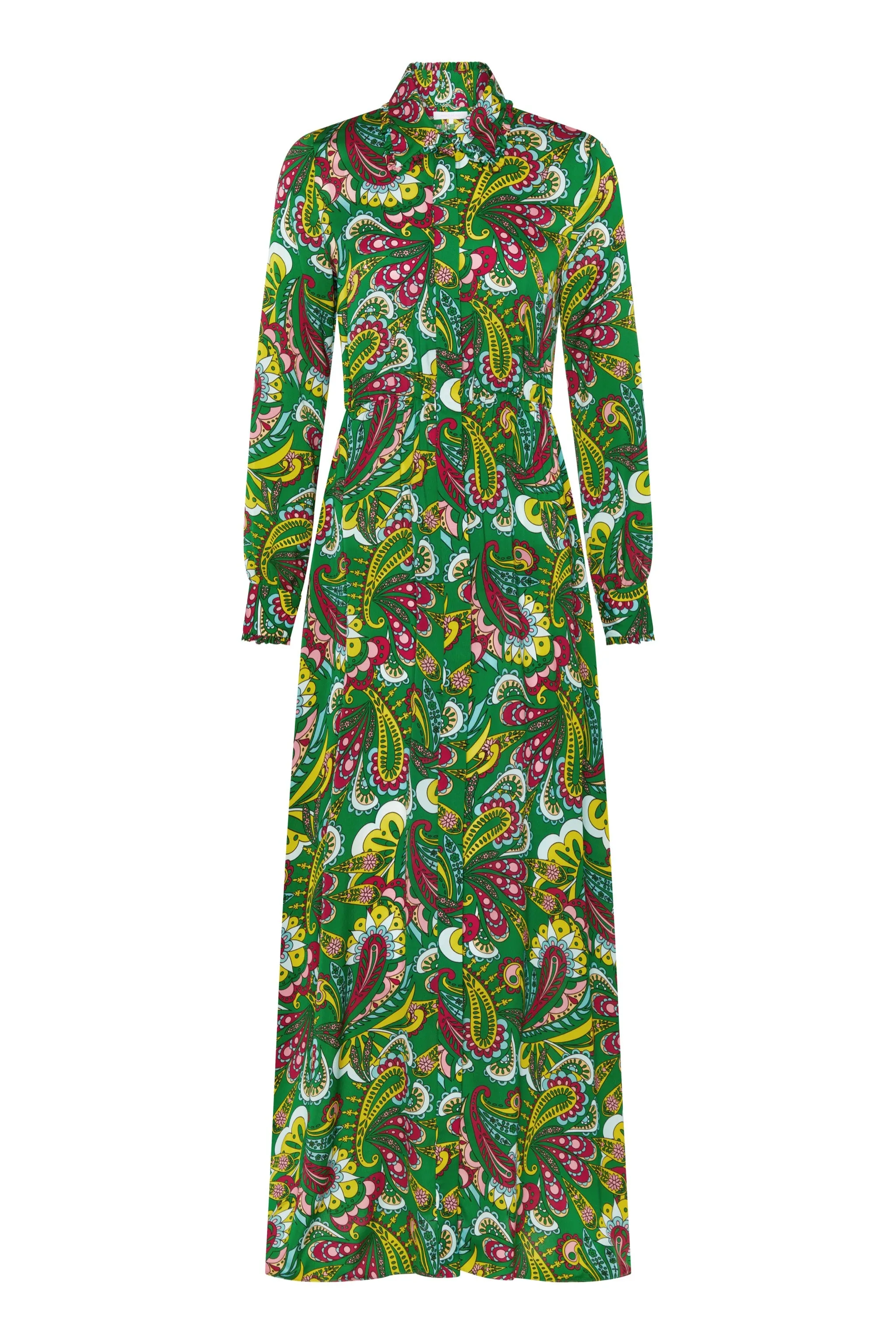 Jacqueline Crepe Shirt Maxi Dress - Paisley Green