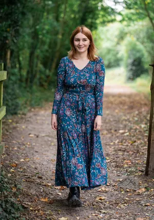 Julie-Ann Paisley Print Tired Hem Viscose Midaxi Dress