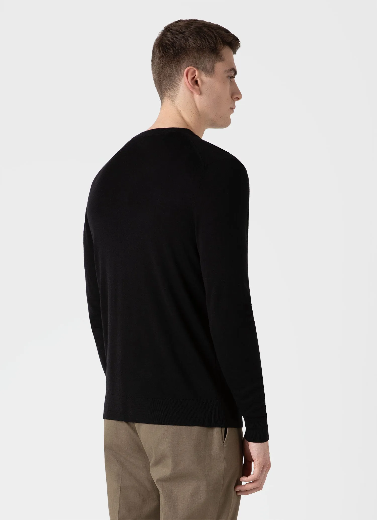 Men's Merino Cardigan in Black