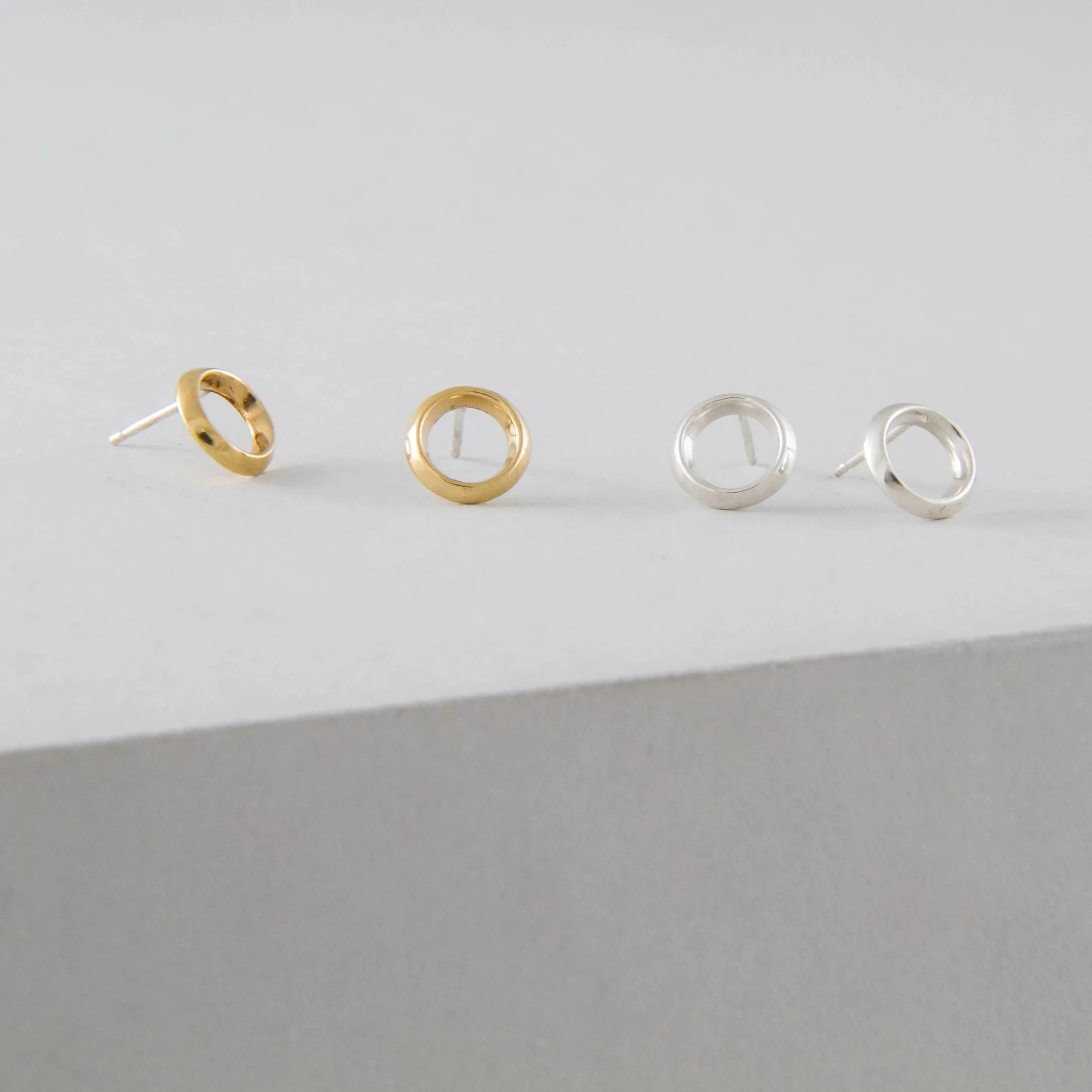 Mini Halo Earrings – Brass