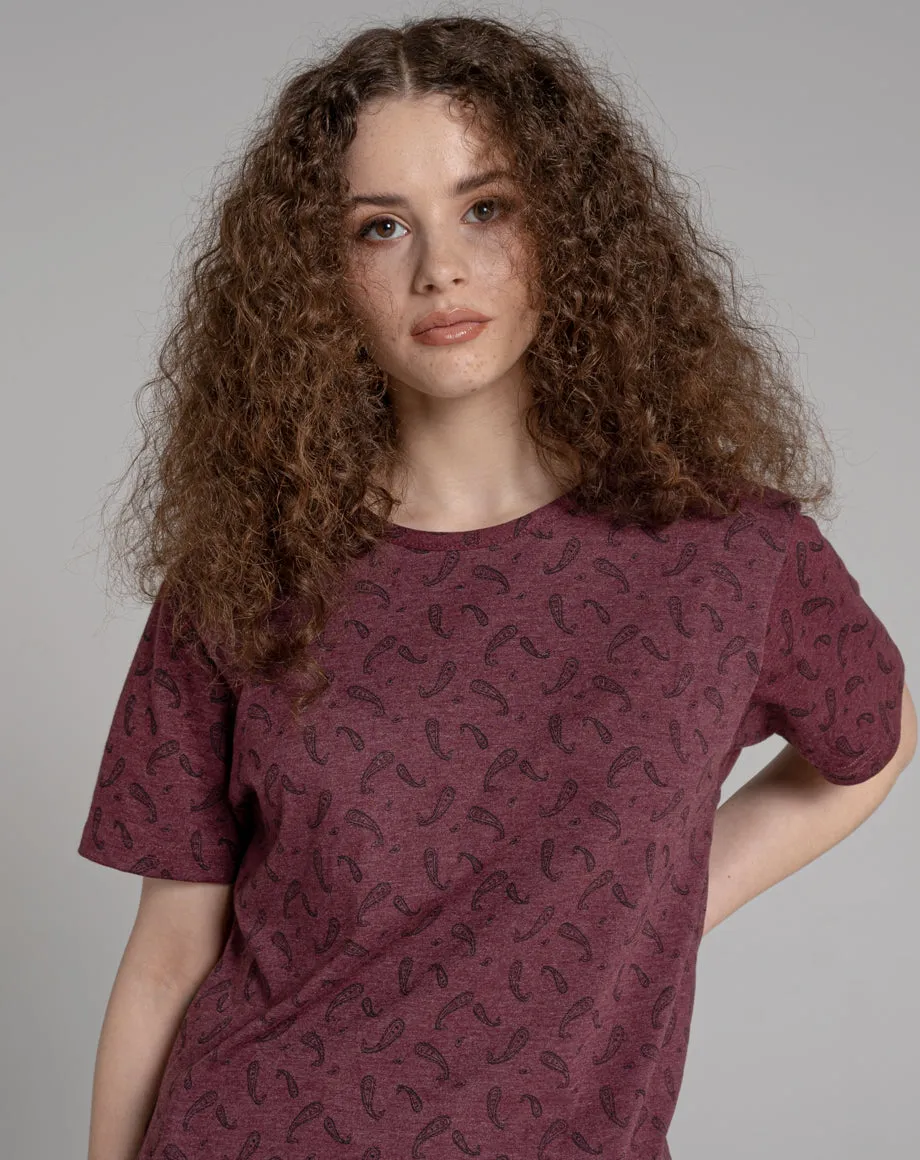 NELSON UNISEX PAISLEY PRINT TEE | BURGUNDY