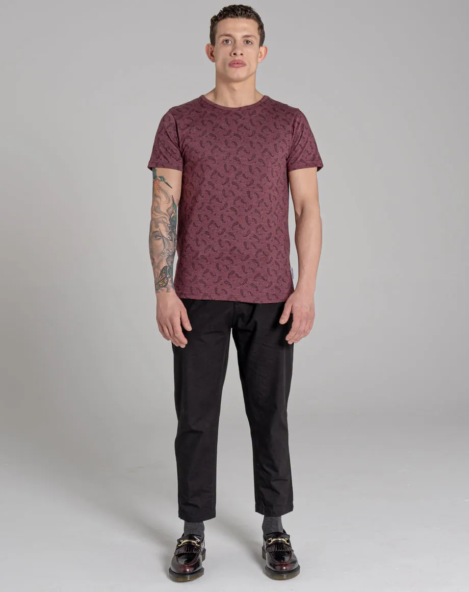 NELSON UNISEX PAISLEY PRINT TEE | BURGUNDY