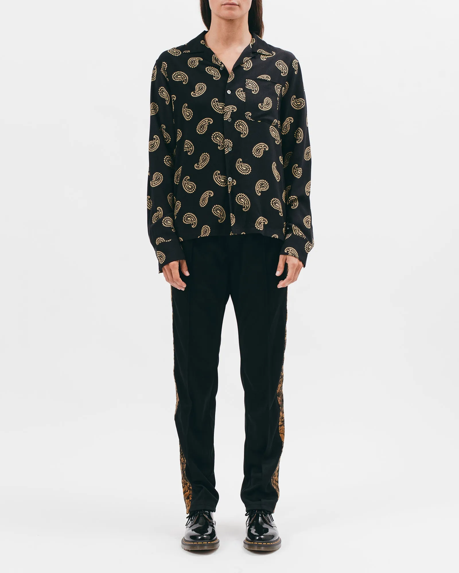 Paisley Rayon LS Shirt - Black