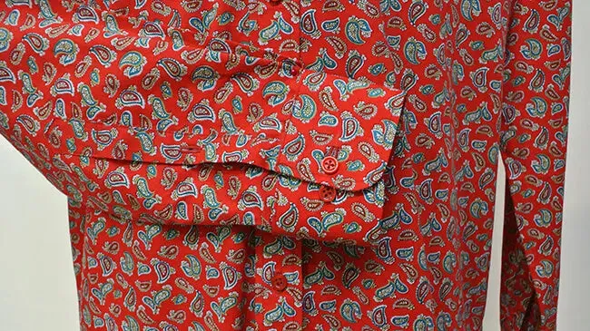 Vintage 60s Style Red Paisley Mod Shirt | Paisley Pattern Retro Shirt