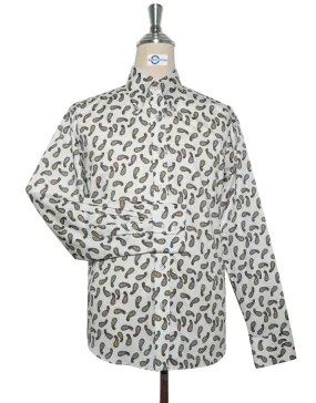 Paisley Shirt - White and Brown Paisley Shirt