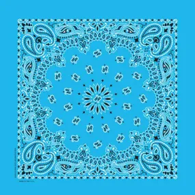 Paisley Western Cotton Bandana in Light Blue