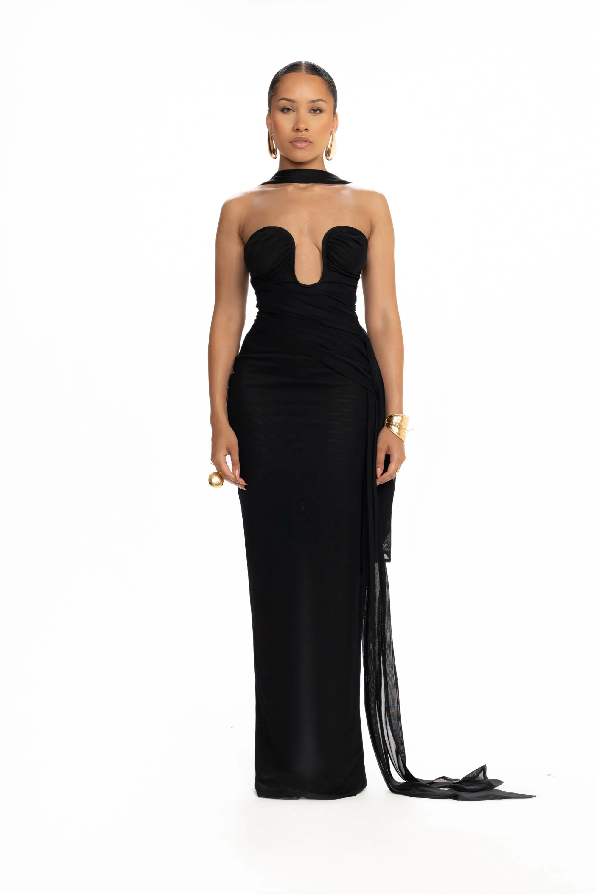 Plunge Verella Mesh Maxi - Panther