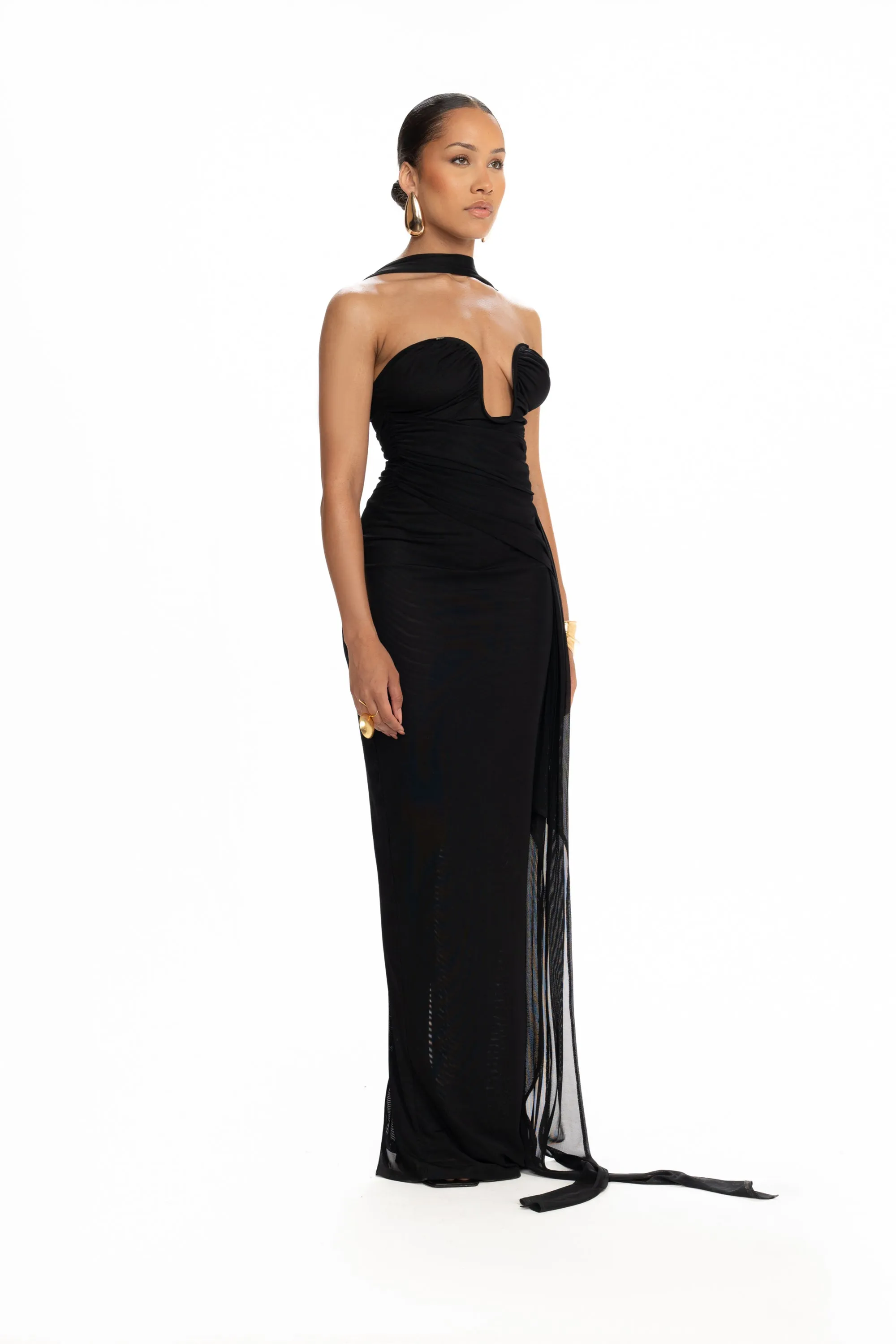 Plunge Verella Mesh Maxi - Panther