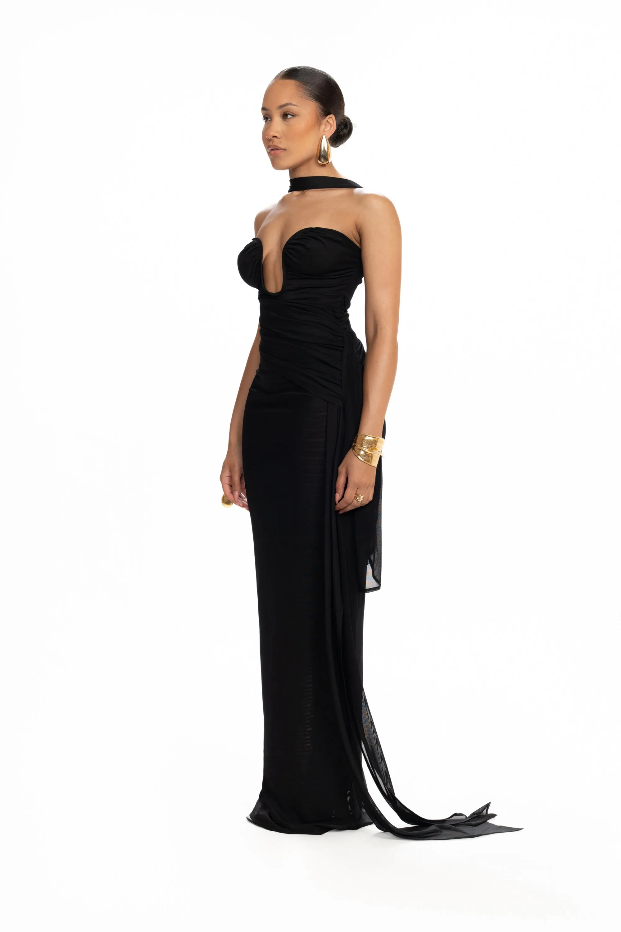 Plunge Verella Mesh Maxi - Panther