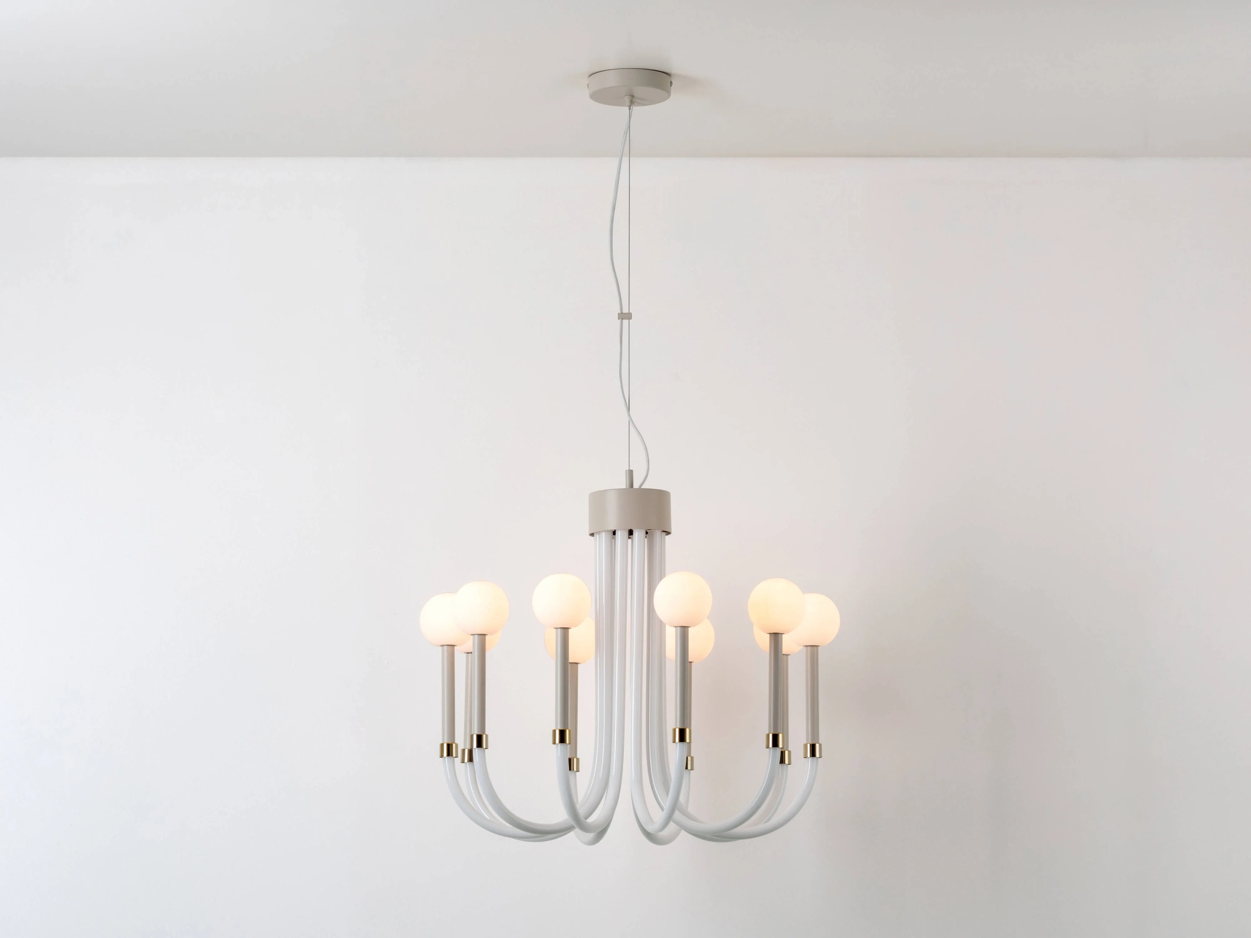 Sand 10 light glass arm chandelier